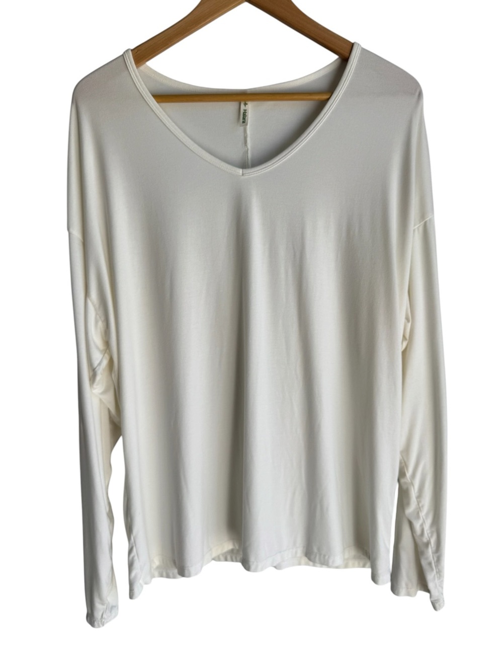 Halara V-Neck Long Sleeve Casual Top XL White Stretchy Relaxed Fit Shirt Lounge